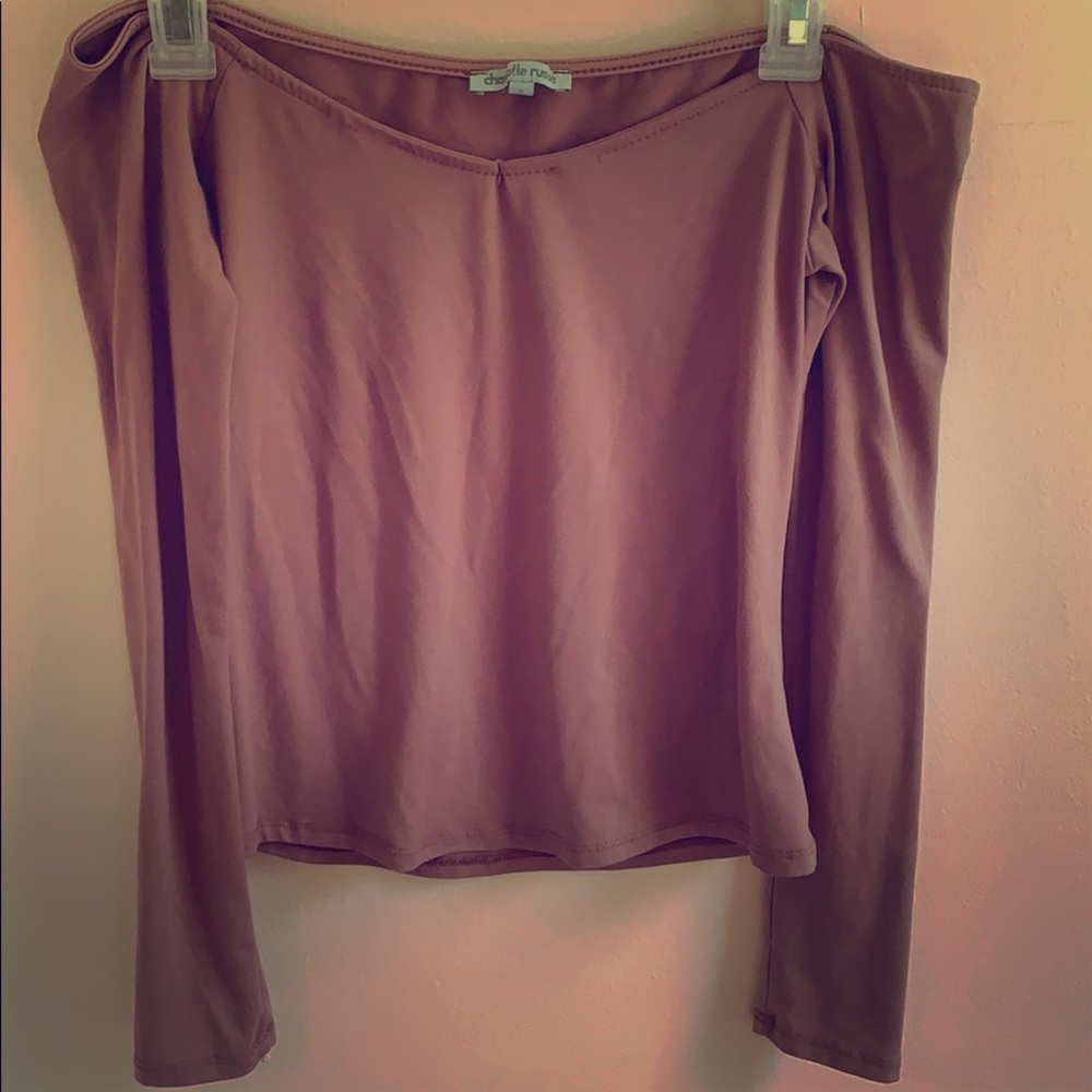 Off-shoulder long sleeve top